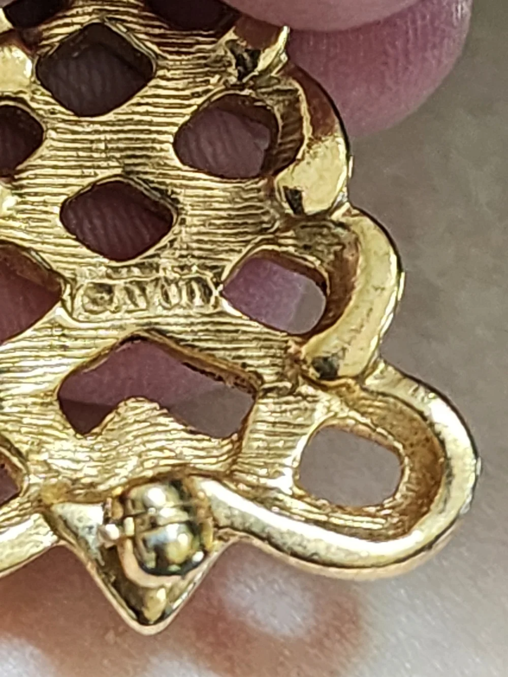 Avon Vintage Gold Tone Christmas Brooches - Holly Basket & Braided Tree